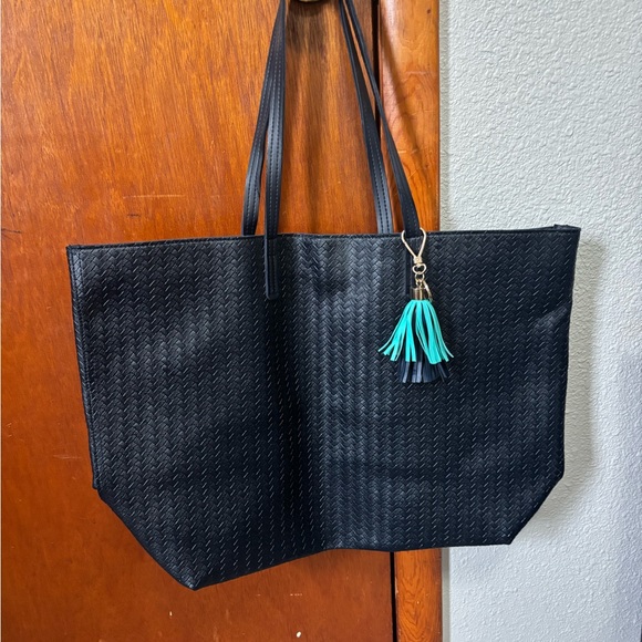Handbags - Navy blue Tote Bag with Tassel Accent